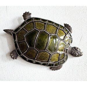 Catherine France Popesco Turtle Green Inlay Brooch
